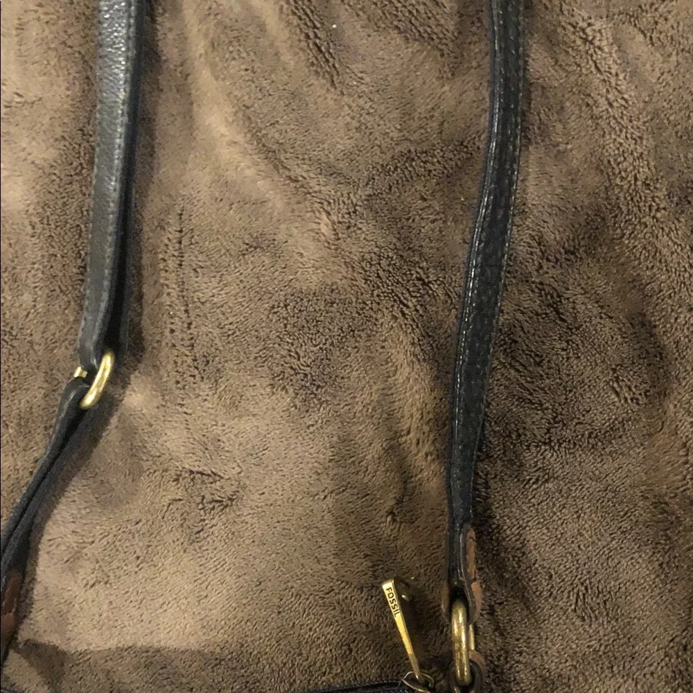 Vintage Fossil Black Leather Crossbody Bag